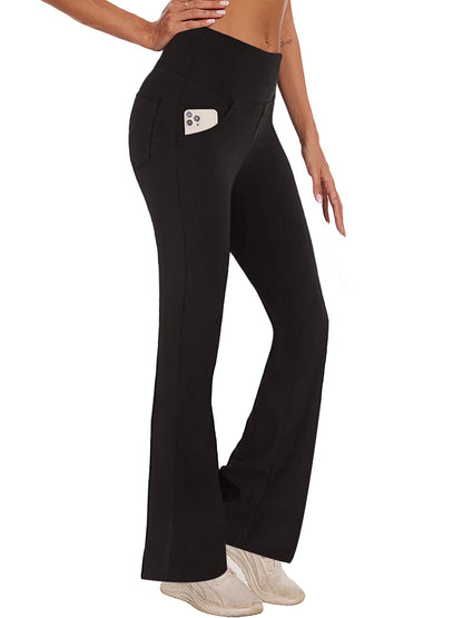 Womens Bootcut Yoga Pants Flare Legging with Pockets High Waist Lightweight Bottoms Workout Activewear Black M