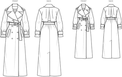 ME2070N5 Misses' Slim Trench Coat Sewing Pattern Packet by Beaute' J'Adore, Design Code ME2070, Sizes 10-12-14-16-18